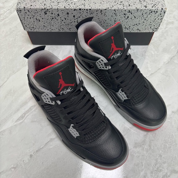 Brand New Retro 4 ‘Bred Reimagined’ Men’s Black/Red Sneakers Trainers - Picture 2 of 6